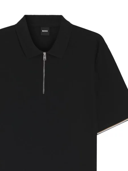 Πλευρωτός polo Boss μαύρο
