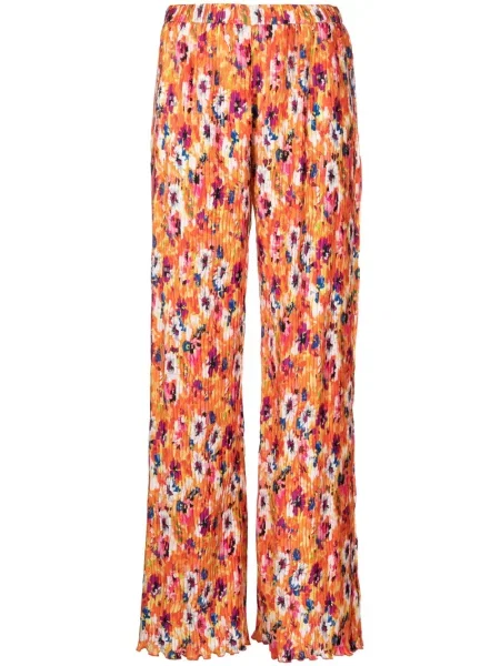 Pantaloni Msgm cu model floral cu imagine plisate portocaliu