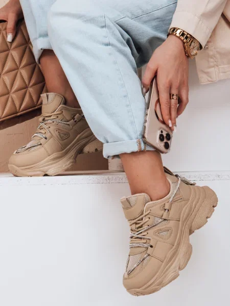 Sneakersy na grubszej podeszwie NEWMOVE khaki Dstreet