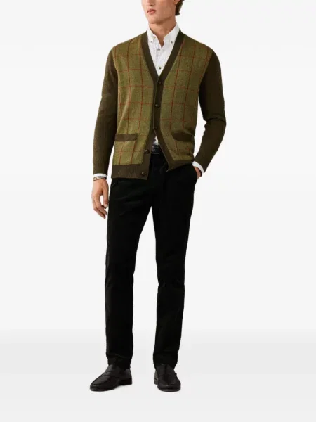 Cardigan Hackett London cu decolteu în V verde
