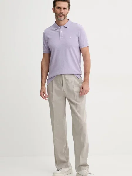 Меланжевое поло United Colors Of Benetton фиолетовое