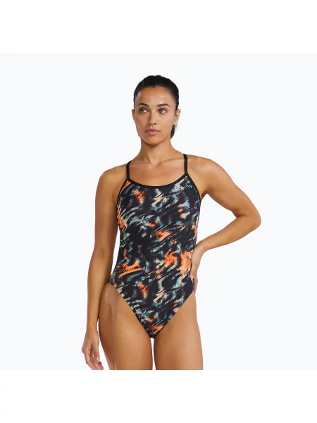 Costum de baie întreg pentru femei TYR Durafast Elite Validus Crosscutfit orange/aqua/black negru