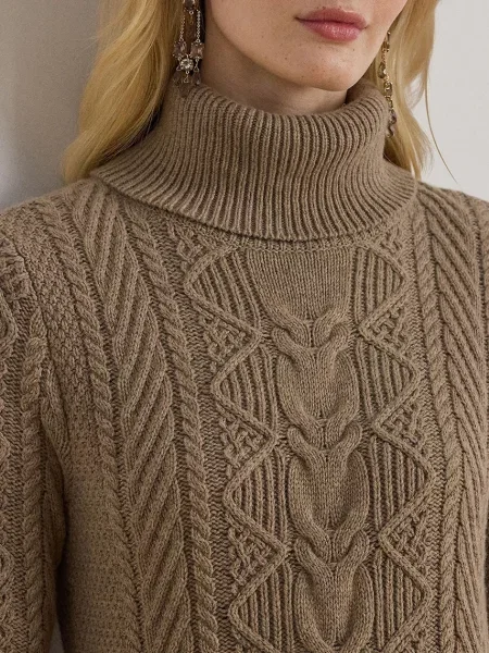 Шерстяное платье мини Lauren Ralph Lauren бежевое