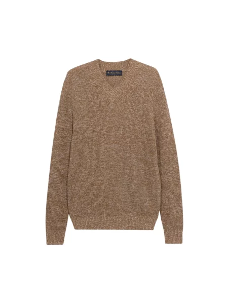 Lniany sweter Brooks Brothers beżowy