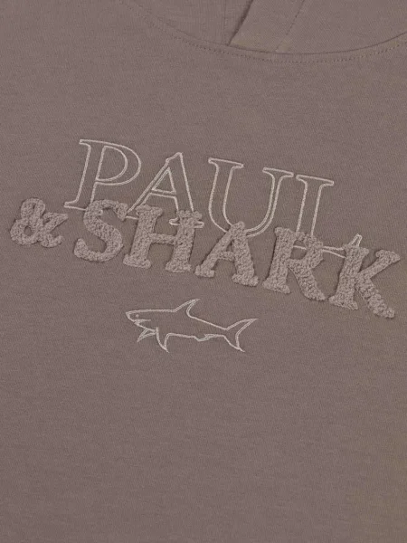 Bluza z kapturem dziecięca Paul & Shark brązowa