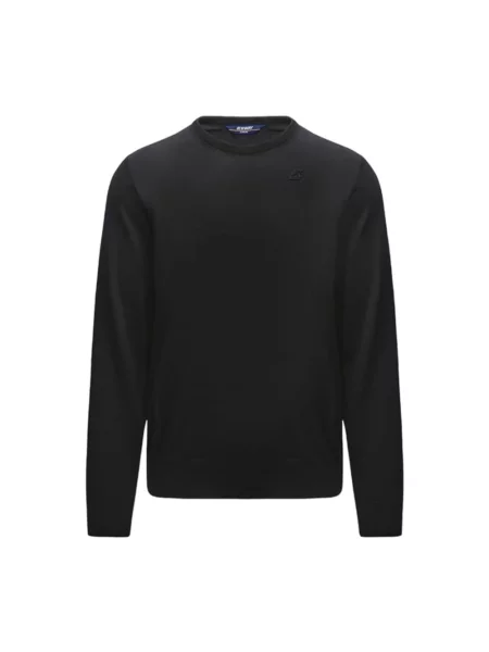 Sweter K-way wełniany z długim rękawem z logo czarny