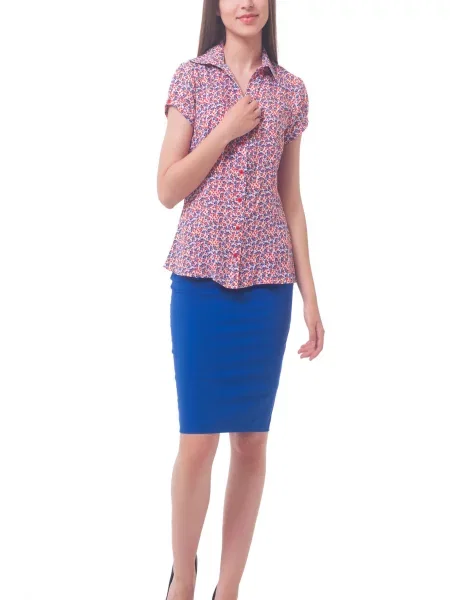 Спідниця міді LadyLike бавовна/поліестер синій