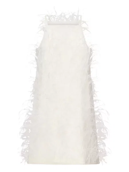 Rochie Pinko cu pene de costum alb