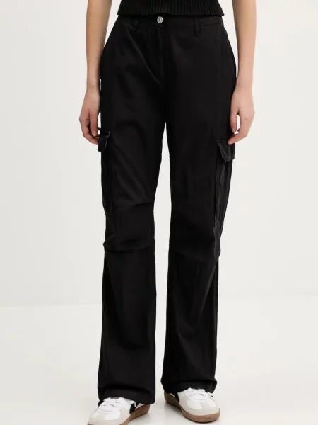 Tommy Jeans pantaloni lat high waist negru