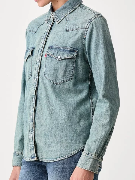 Levi's риза дамска от деним THE ULTIMATE WESTERN синьо