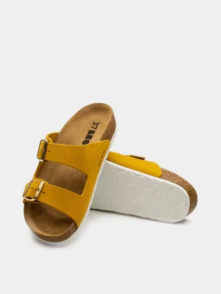 Кожаные шлепанцы Leon желтые