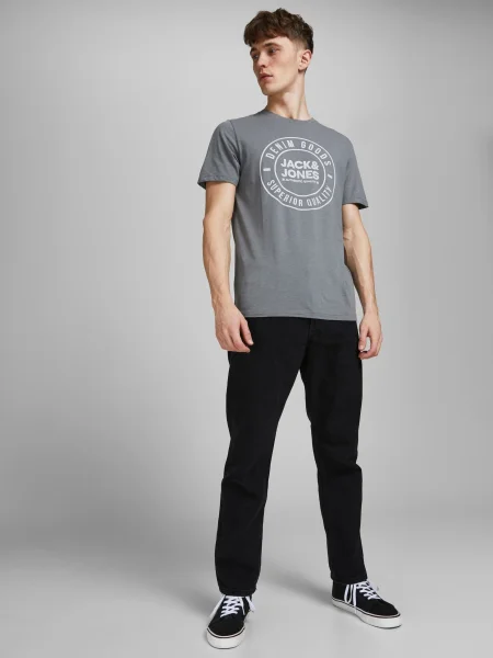 Jeansy o luźnym kroju z bawełny model ‘Chris’ Jack & Jones czarne