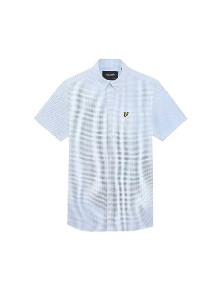 Krótka koszula z krótkim rękawem Lyle & Scott z krótkim rękawem niebieska