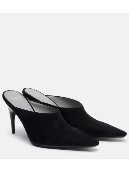 Papuci tip mules Balenciaga din piele de căprioară negru