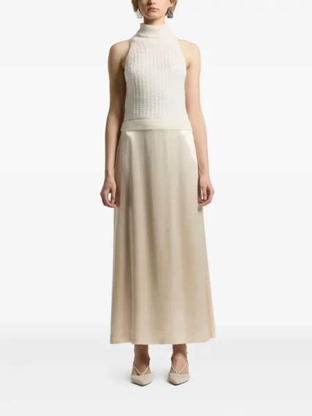 Rochie maxi Peserico din satin de costum alb