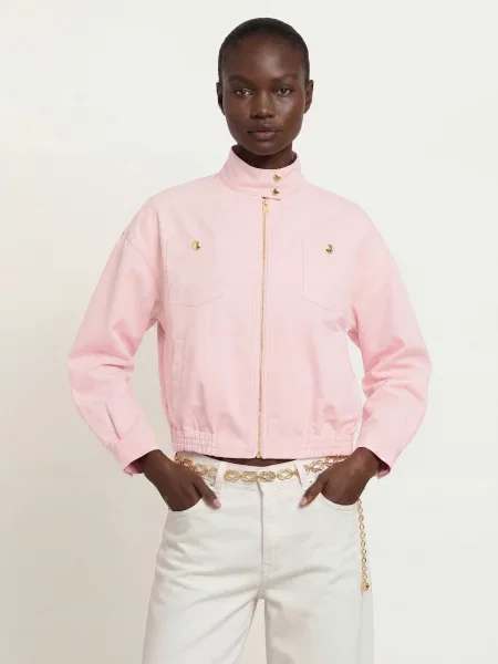 Maje Kurtka Typu Blouson Z Lnu pink różowa