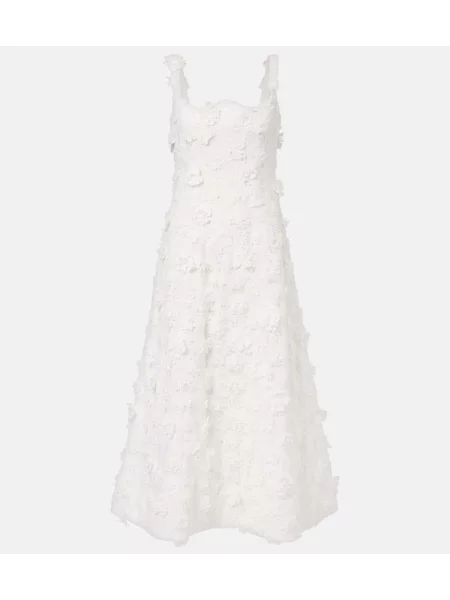Rochie de cocktail Leo Lin cu model floral din dantelă de costum alb