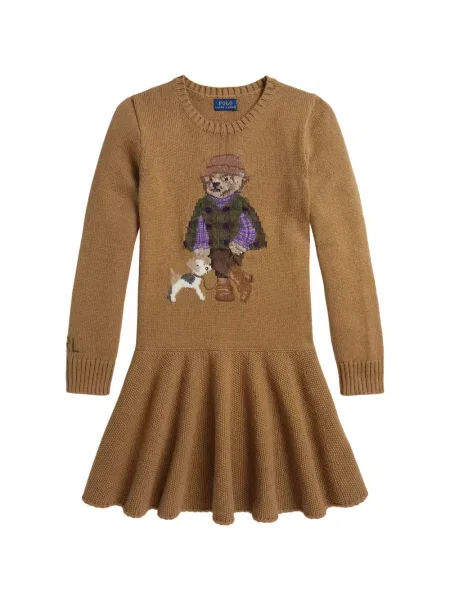 Sukienka dziecięca Polo Ralph Lauren brązowa