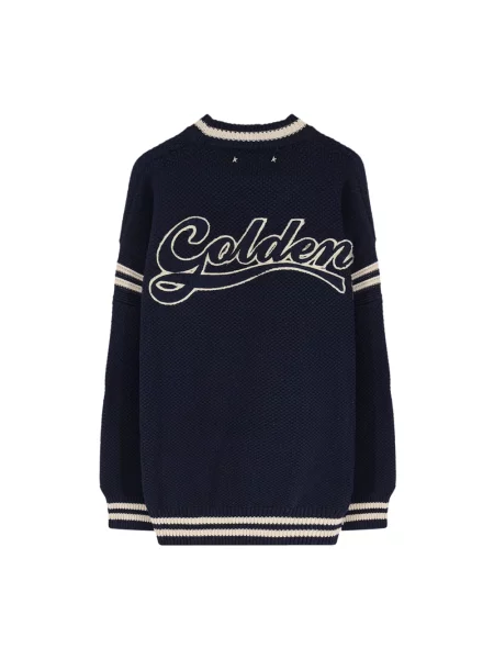 Dzianinowy sweter Golden Goose niebieski