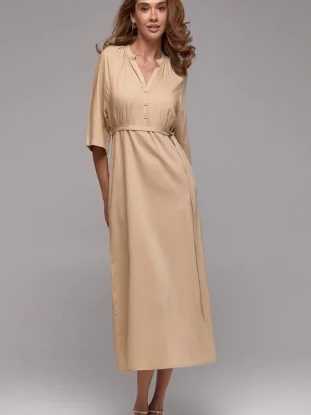 Сукня міді TrikoBakh вовна/поліестер бежевий