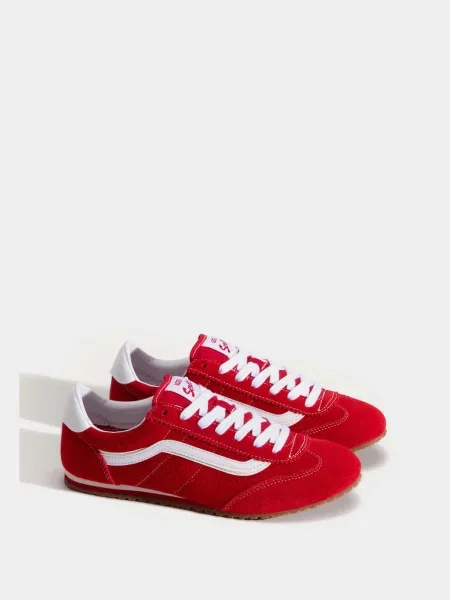 Кожаные повседневные кроссовки Vans красные