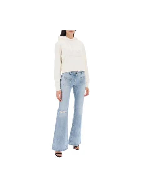 Krótka bluza z kapturem Palm Angels z kapturem biała