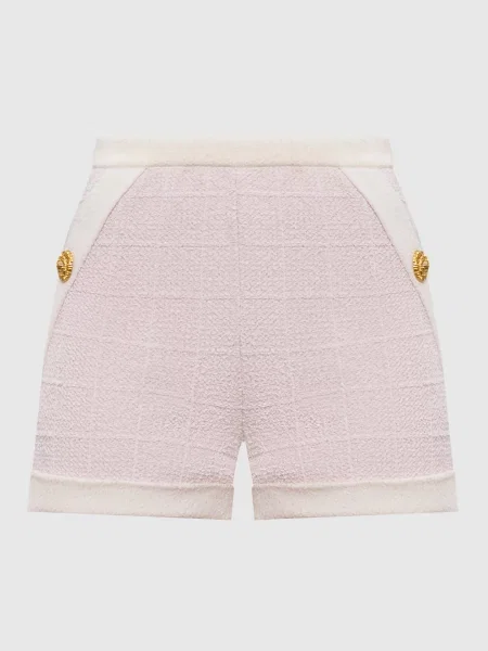 Твідові шорти в клітинку Balmain рожеві