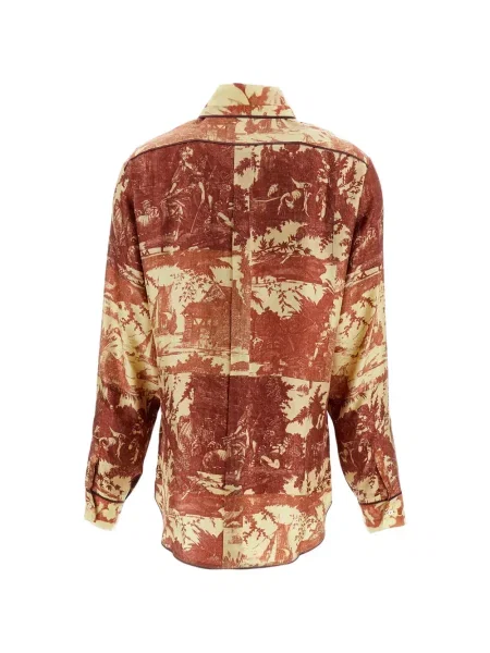 Koszula Pierre Louis Mascia z nadrukiem w abstrakcyjne wzory brązowa