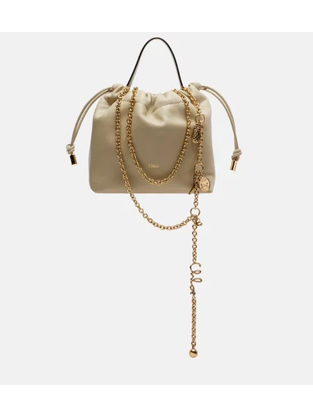 Geantă bucket Chloé din piele alb