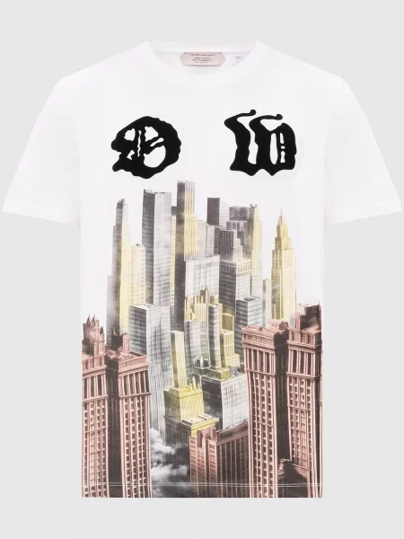 Футболка з брендовим принтом Off-white біла