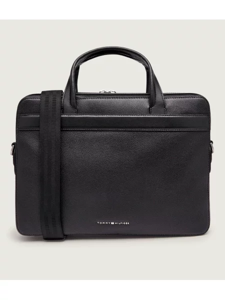 Tommy Hilfiger Bőr üzleti táska fekete
