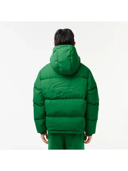 Lacoste Pikowana Wodoodporna Krótka Kurtka zielona