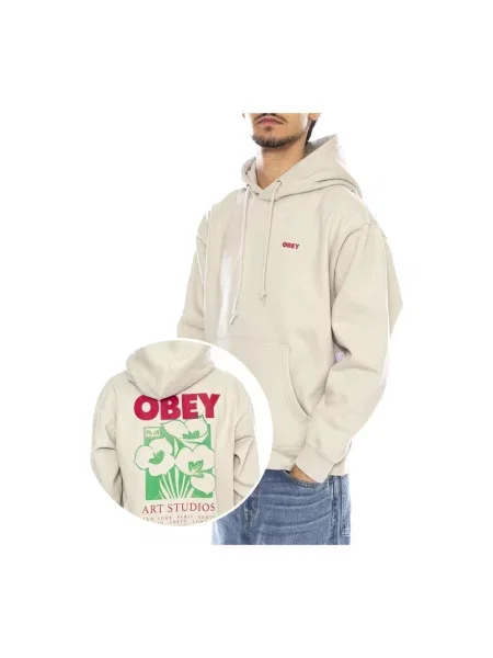 Bluza z kapturem Obey z kapturem beżowa
