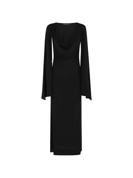 Długa udrapować sukienka maxi Federica Tosi garniturowa czarna