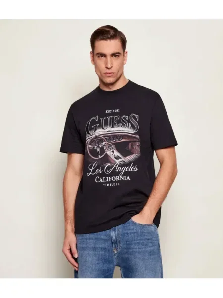 GUESS Tricou SATIN | negru