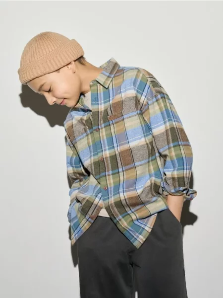 Reserved Картата сорочка oversize бежевий