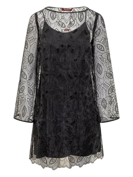 Haftowana mała sukienka mini Max Mara garniturowa czarna