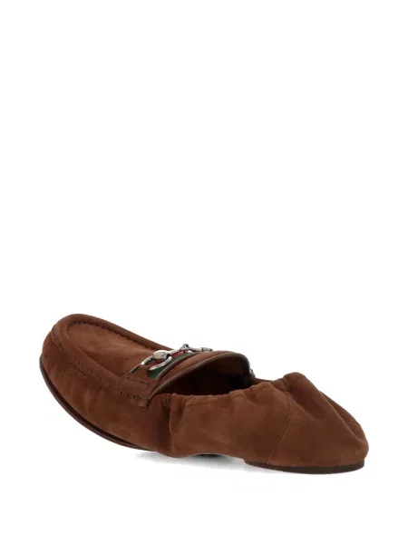 Pantofi loafer Gucci din piele de căprioară maro