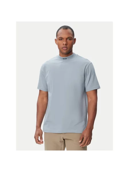 BOSS T-shirt Tee Collar Svijetlo Relaxed Fit plava