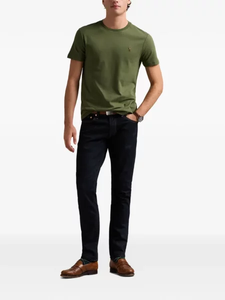 Tricou polo Polo Ralph Lauren cu autograf cu 5 buzunare în carouri gri