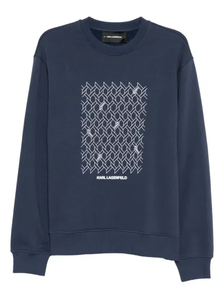 Hanorac crewneck Karl Lagerfeld cu imagine cu imprimeu geometric albastru