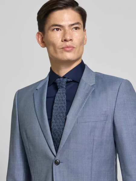 Koszula biznesowa o kroju super slim fit z kołnierzykiem typu kent Olymp No. Six granatowa