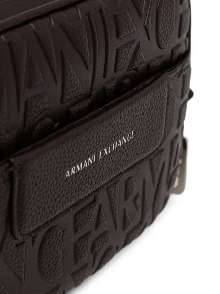Δερμάτινος κορμάκι Armani Exchange με αυτόγραφο καφέ