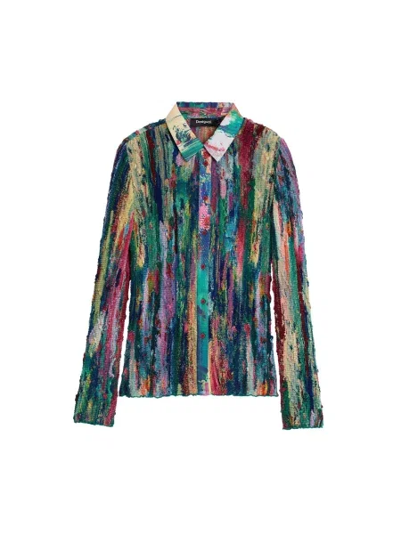 Desigual Bluză petrol / pin / corai / fucsia verde