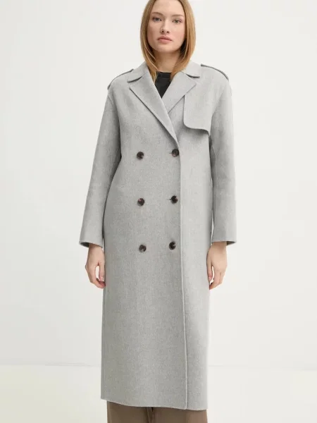 Theory palton de lana de tranzitie oversize gri