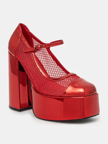 Обувки с дебел Koi Footwear x Rocky Horror Show с дебел Regular Frankie Fan Fishnet червено