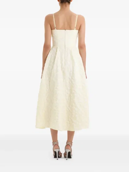 Rochie midi Post Meridiem din jacard până la genunchi de costum galben