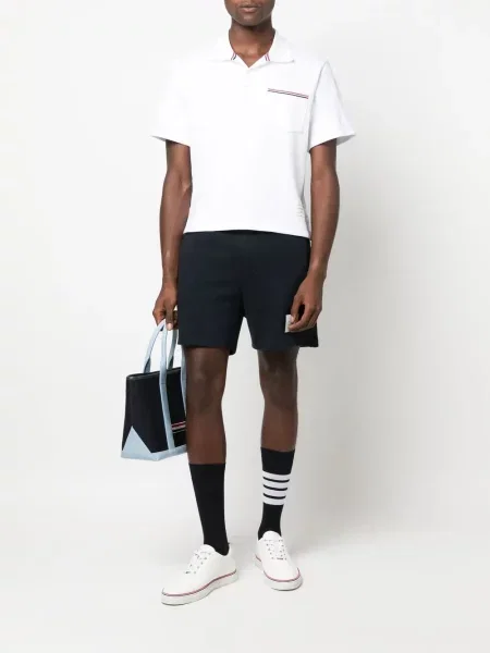 Dryžuota polo marškinėliai Thom Browne balta