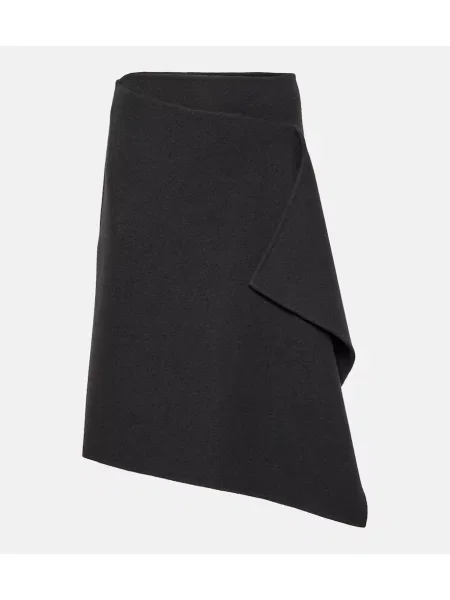 Fustă midi The Row din cașmir drapată până la genunchi negru