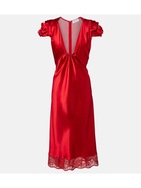 Rochie midi Mcqueen din satin roșu